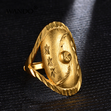 WANDO-anillo de Color dorado para hombre y mujer, joyería con patrón de color dorado para boda, África, Nigeria, África, Erit OmanGood Luck 2024 - compra barato