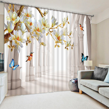 Cortinas 3d customizadas para janela, cortinas com flores estereoscópicas para sala de estar, quarto e cozinha 2024 - compre barato