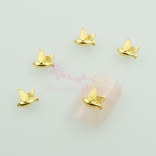 100pcs/lot 8x9mm Flying Pigeon Bird Style Alloy Charms Gold Plated 3D Salon Nail Art Manicure Jewelry Crafts Phone Decoration 2024 - buy cheap