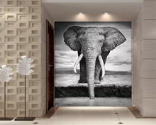 Beibehand-papel de parede 3d para fotos, preto e branco, elefante, varanda, decoração, mural, quarto de criança, vinil 2024 - compre barato