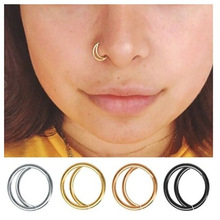 Anel de nariz e piercing de aço cirúrgico, piercing de argola em ouro para mulheres, 2 peças 2024 - compre barato