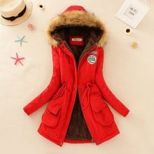 Parka larga con capucha para mujer, parka gruesa de manga larga con bolsillos, estilo coreano, cálida para invierno 2024 - compra barato