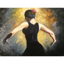 Pintura al óleo artística para mujer, retrato de bailarina de Flamenco alargada, obra de arte impresiva para decoración de dormitorio 2024 - compra barato