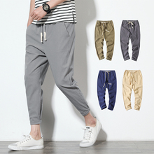 Мужские хлопковые брюки-шаровары для бега, летние повседневные брюки длиной до щиколотки для фитнеса, уличная одежда, 2020 2024 - купить недорого
