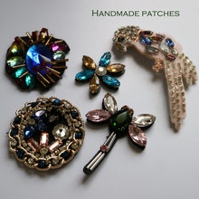 1pc Handmade rhinestone beaded Patches for clothes Sew on sequins patch Applique embroidered flower parches bordados para 2024 - buy cheap