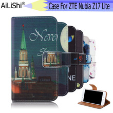 Capa de couro para celular ailishi, capa para zte nubia z17 lite com flip, porta-cartão de crédito de luxo 2024 - compre barato