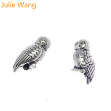 Julie Wang-Cuentas de aleación Vintage en forma de búho, espaciador de pájaro antiguo, collar, pendiente pulsera joyería, accesorio, 30 Uds. 2024 - compra barato