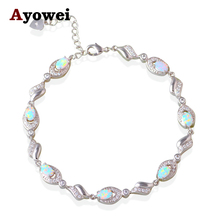 Office Style AAA Zirconia Charm Bracelets White Fire Opal Silver Stamped Beautiful & Health Fashion Jewelry OB049A 2024 - buy cheap