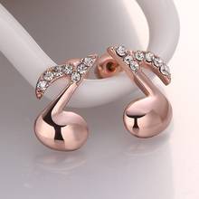 Brand Hot Woman Rose Gold Color Crystal Rhinestone Earrings Fashion Music Note Stud Earring For Women Accessory Jewelry 2024 - buy cheap