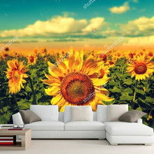 Custom mural wallpaper,Sunflower under the blue sky papel de parede,living room sofa TV wall bedroom 3d background wallpaper 2024 - buy cheap