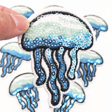 10Pcs Lovely Jellyfish Sequins Patches For Clothing Bags Iron On Patch Embroidered Appliques DIY Garment Apparel repair badges 2024 - buy cheap