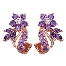 Fashion Female Cherry Flower Drop Earrings For Women Rose Gold Filled Purple Green White Zircon Wedding Earrings Turkish Jewelry 2024 - buy cheap