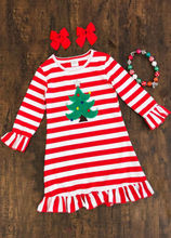 FOCUSNORM Рождественская одежда для детей ясельного возраста; Футболка для девочки Полосатое платье для мамы и дочки, Рождественская одежда с деревом одежда наряды красного цвета 2024 - купить недорого