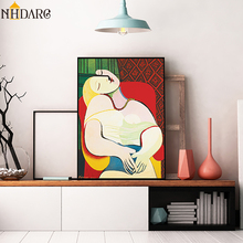 Cuadro en lienzo abstracto de Picasso Dreaming Woman para sala de estar, carteles e impresiones de estilo nórdico en HD para decoración del hogar 2024 - compra barato