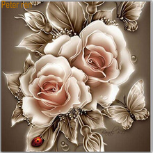 Conjunto de punto de cruz con pintura de Rosa y plata, bordado de diamantes artesanal, flores para bordado completo, imágenes de mosaico de patrón de resina cuadrado 3d 2024 - compra barato