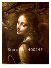 Pintura al óleo de Leonardo da vinci para habitación, retrato de mujer, detalle del Ángel de la Virgen de la roca, arte Hecho A Mano 2024 - compra barato