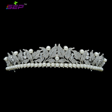 Bridal Flower Tiara Crown Wedding Jewelry Hair Accessories Clear Imitated Pearl Austrian Rhinestone Crystals SHA8622 2024 - buy cheap