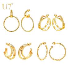 U7 Gold Hoop Earring For Women Girls 2019 New Fashion Geometric Earring Brinco Round Drop Earring  Women's Daily Jewelry Gifts 2024 - buy cheap