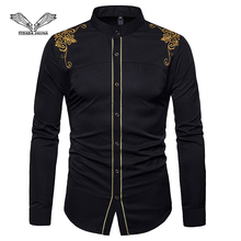 VISADA JAUNA рубашка новая молодежная Мужская модная рубашка с вышивкой с длинными рукавами Размер S-2XL TLH32 2024 - купить недорого