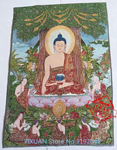 Tibet Silk embroidery Nepal bodhi tree teaches Buddha Tangka Thangka Paintings family wall decorated the mural. 2024 - buy cheap