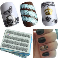 50pcs  Water Transfer Black White Lace of Nail Art Decals Sticker on Nails Decorations Salon Care Manicure Tools SANC180 2024 - buy cheap