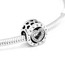 Fits Pandora Charms Bracelets Openork Love Heart Beads with Clear Cubic Zirconia 925 Sterling Silver Jewelry Free Shipping 2024 - buy cheap