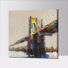 Large Hand Painted abstract City bridge Oil Paintings On Canvas San Francisco Bridge Pictures Wall Art  Living Room Home Decor 2024 - buy cheap