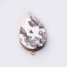 Conector de piedra gris blanca collar druzy Colgante de Piedra rebanada COLLAR COLGANTE drusa Geode cuarzo colgante Irregular DIY 2024 - compra barato