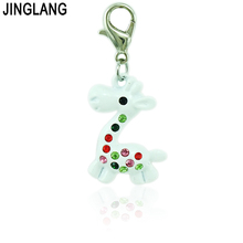 JINGLANG Colorful Rhinestone White Giraffe Charms With Lobster Clasp Animals Pendants DIY Charms For Jewelry Making Accessories 2024 - buy cheap