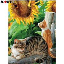Diamond Embroidery Animals 5D DIY Diamond Painting Cat Picture Of Rhinestone Sunflower Home Decoration Full Square Drill XY1 2024 - buy cheap