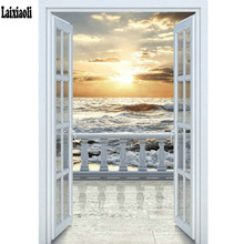 Faça você mesmo quadrado redondo completo 5d pintura diamante porta externa paisagem ponto de cruz bordado sol sol decoração de casa praia 2024 - compre barato