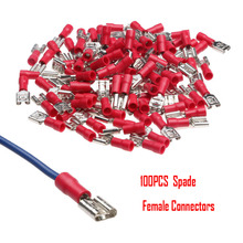 100Pcs 6.3mm Female Terminals Red Quick Spade Wire Connector Insulated Electrical Crimp Terminals Set Quick Disconnects 22-18AWG 2024 - buy cheap