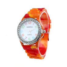 Женские часы из водонепроницаемой нержавеющей стали, Женские кварцевые наручные часы Geneva с силиконовым кристаллом, аналоговые цифровые кварцевые часы #4m19 FN # FN 2024 - купить недорого