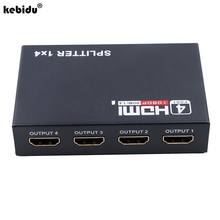 Высококачественный разветвитель kebidu 5,1 Гбит/с HDMI 1x4 4 порта Hdmi концентратор ретранслятор усилитель 1,4 3D 1080p 1 в 4 выход с блоком питания ЕС/США 2024 - купить недорого