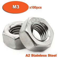 100pcs DIN934 M3 Stainless Steel Nuts A2 Hexagon Hex Head Nut 2024 - buy cheap