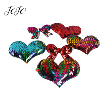 JOJO BOWS 10pcs Reversible Sequin Patches Heart Bow Accessories For Needlework Apparel Sewing Materials DIY Handmade Crafts 2024 - buy cheap