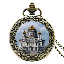 Reloj de bolsillo con diseño del Taj Mahal, de alta calidad, de bronce, Fob, con collar de cadena para regalo 2024 - compra barato