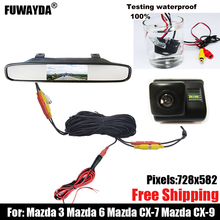 Monitor LCD para aparcamiento de coche, espejo retrovisor con cámara de Vista trasera para Mazda 3, Mazda 6, Mazda Sistema de asistencia de aparcamiento de coche, Mazda CX-7, CX-9, 4,3 2024 - compra barato