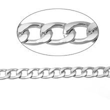 Alumínio Caixa De Doreen Links Chanfrado Curb Chains Cor Prata 7mm( 2/8 ") x 4mm( 1/8"), 3 M 2016 novo 2024 - compre barato
