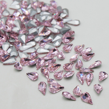 Free Shipping 5x8mm~8x13mm Light pink Color 100pcs Teardrop Pear Shape Glass Rhinestones Stones Pointed Back for DIY Decoration 2024 - buy cheap