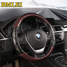 Carbon Fiber Sport Genuine Leather Car Steering Wheel Cover Size M 38cm for BMW X1 X3 X5 X6 E36 E39 E46 E30 E60 E90 E92 2024 - buy cheap