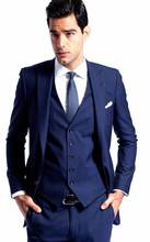Hot sale custom Made Groom bule peak lapel bestman party prom suit Tuxedos Wedding Groomsman Men's Suits( jacket+Pants+vest+tie) 2024 - buy cheap