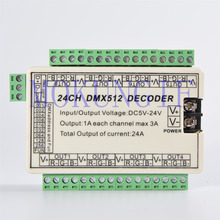 Быстрая доставка, 10 шт., 24-канальный контроллер RGB LED DMX 512, модуль декодера для ленты, разрядный узел 24 А, 5 ~ 24 В, стандартный 2024 - купить недорого