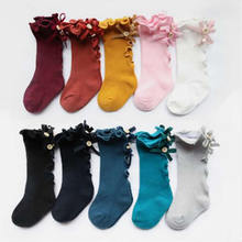 baby socks knee high toddler trousers cotton knee tube baby girls lace children socks girl leg warms baby girl bow wood ear sock 2024 - buy cheap