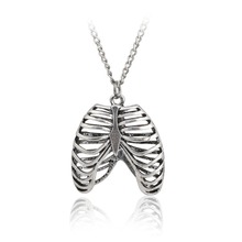 Fashion Gothic vinage rib Cage Necklace Anatomical Skeleton Heart Goth Punk Unique Retro pendant necklace Jewelry for men/women 2024 - купить недорого