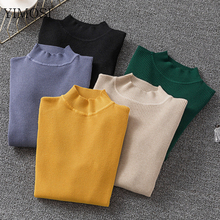 2022 Autumn Winter Women Knitted Sweaters Casual Long Sleeve Solid Pullovers Korean Style Lady Turtleneck Sweater Jumpers 2024 - buy cheap