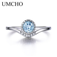 Женские кольца UMCHO Nano, из стерлингового серебра 925 пробы с небесно-синим топазом, разноцветные драгоценные камни для свадьбы, юбилея 2024 - купить недорого
