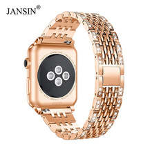 JANSIN Diamond Bracelet Stainless Steel Strap For Apple Watch Band 40mm 44mm 38mm 42mm Series 5 4 3 2 1 Wrist Bracelet Belt 2024 - buy cheap