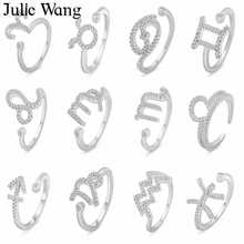 Julie Wang, 1 шт., 12 созвездий, многоразовые кольца, медные кольца со стразами и цирконием, кольцо для женщин, девушек, модный подарок на день рождения, украшения для пальцев 2024 - купить недорого