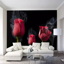 Decorative wallpaper Romantic smoke red rose TV background wall paper 2024 - buy cheap